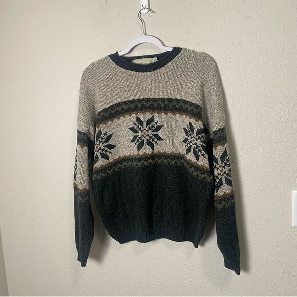 Vintage Greatland Cotton Blend Fair Isle Knit Grandpa Sweater Men's Size Large - Picture 2 of 10